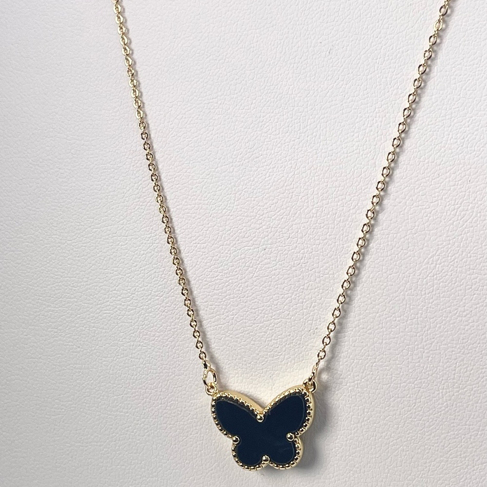 - Gold Black Butterfly Necklace
